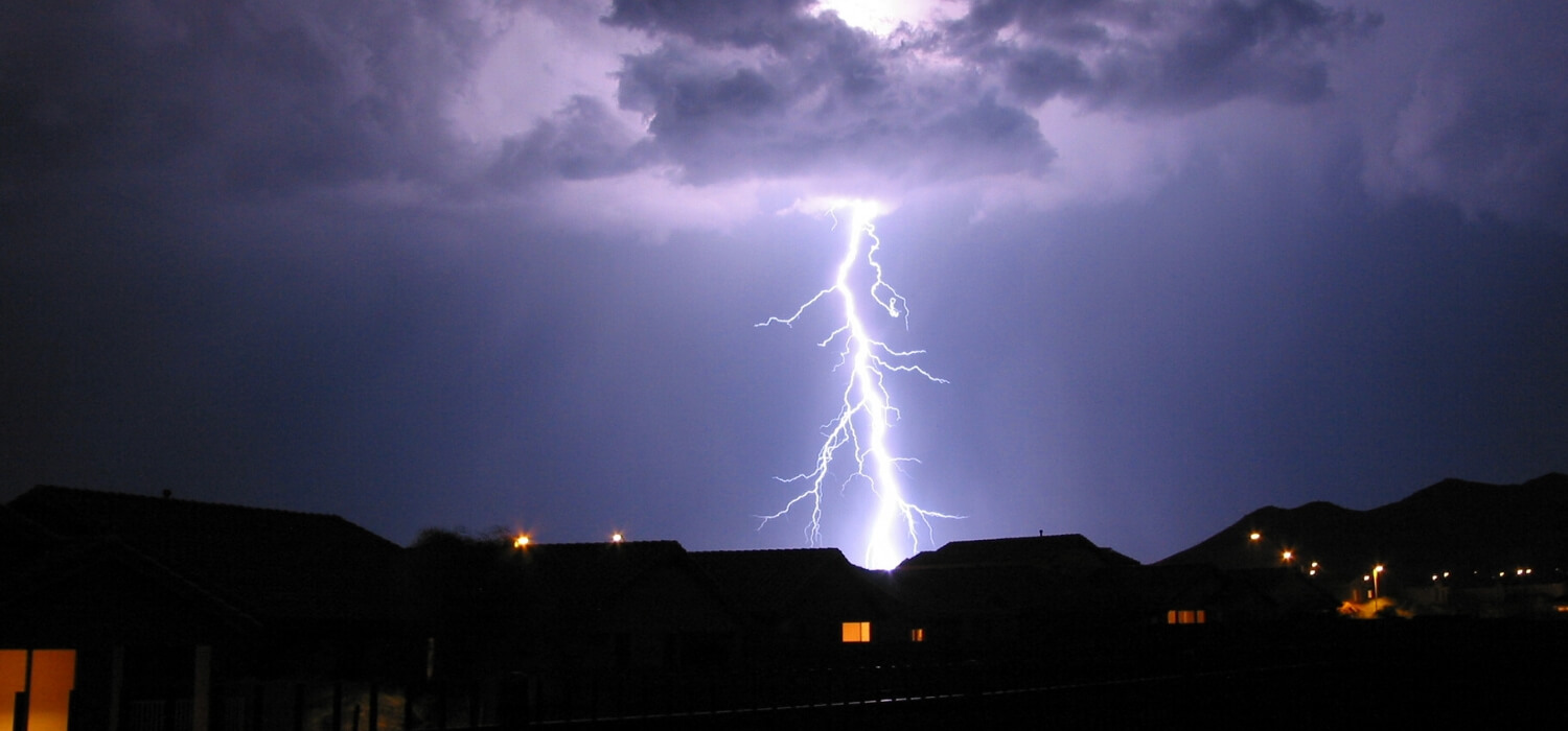 lightning striking neighborhood